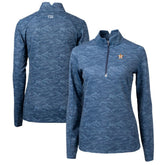 Houston Astros Cutter & Buck Women's Traverse Camo Print Stretch Quarter-Zip Pullover Top - Navy