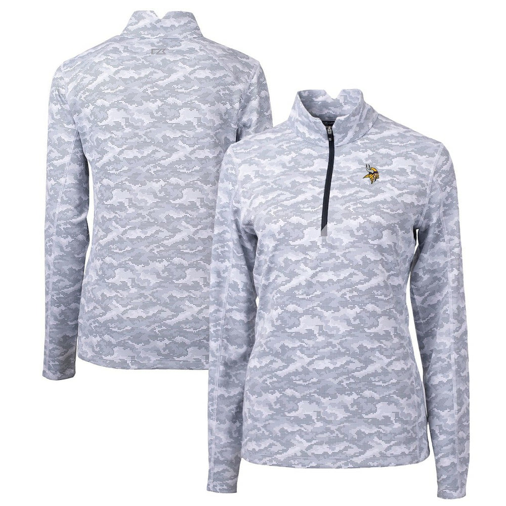 Minnesota Vikings Cutter & Buck Women's Traverse Camo Print Stretch Quarter-Zip Pullover Top - Charcoal discount