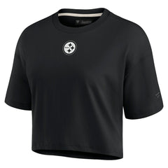 Pittsburgh Steelers Women's Elements Super Soft Boxy Cropped T-Shirt - Black discount