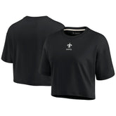 New Orleans Saints Women's Elements Super Soft Boxy Cropped T-Shirt - Black outlet