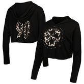 T.J. Watt Pittsburgh Steelers Majestic Threads Women's Leopard Player Name & Number Long Sleeve Cropped Hoodie - Black sale