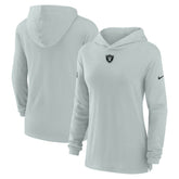 Las Vegas Raiders Women's Sideline Performance Long Sleeve Hoodie T-Shirt - Silver | Nike cheap