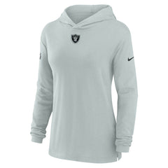 Las Vegas Raiders Women's Sideline Performance Long Sleeve Hoodie T-Shirt - Silver | Nike cheap