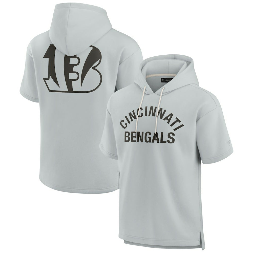 Cincinnati Bengals Unisex Elements Super Soft Fleece Short Sleeve Pullover Hoodie - Gray on sale