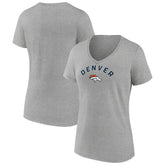 Denver Broncos Women's Team Arc V-Neck T-Shirt - Heather Gray discount