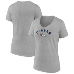 Denver Broncos Women's Team Arc V-Neck T-Shirt - Heather Gray discount