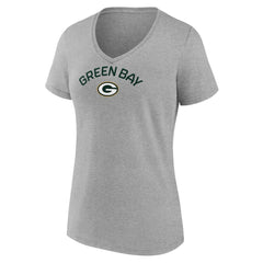 Green Bay Packers Women's Team Arc V-Neck T-Shirt - Heather Gray cheap