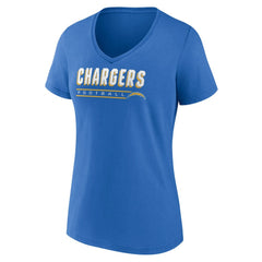 Los Angeles Chargers Women's Primary Play V-Neck T-Shirt - Powder Blue discount