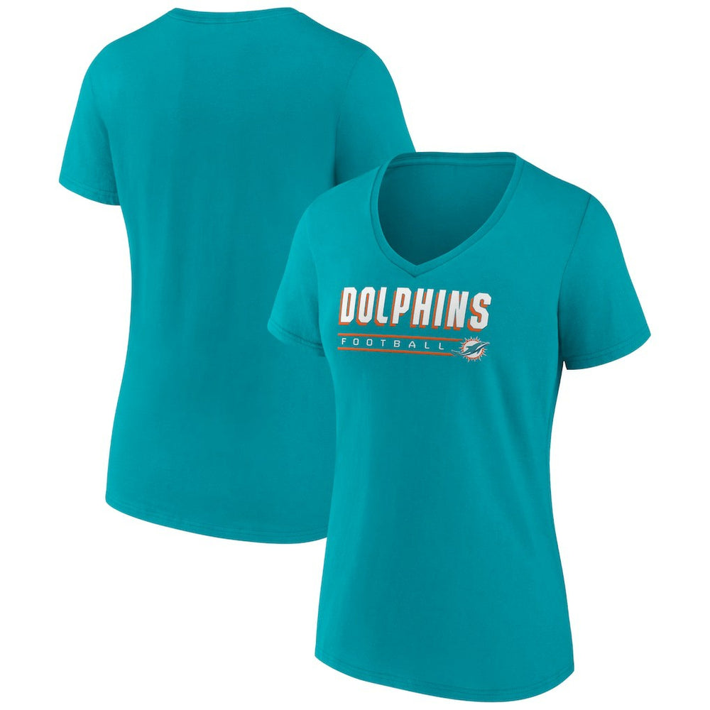 Miami Dolphins Women's Primary Play V-Neck T-Shirt - Aqua cheap
