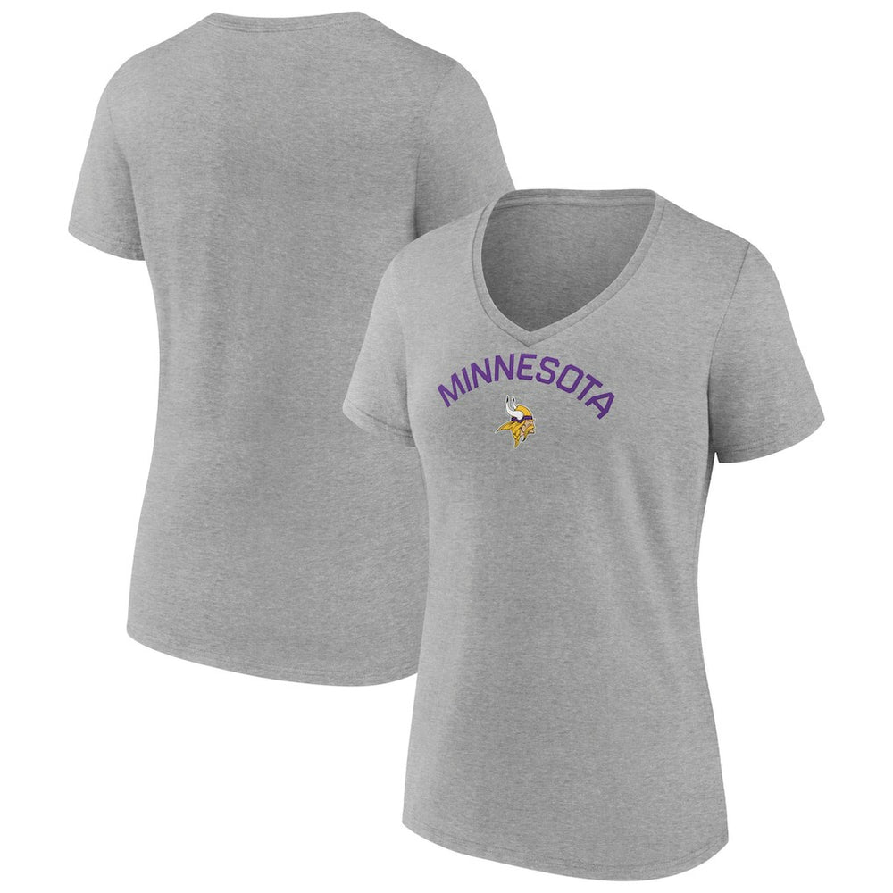 Minnesota Vikings Women's Team Arc V-Neck T-Shirt - Heather Gray sale