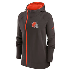 Cleveland Browns Women's Asymmetrical Raglan Full-Zip Hoodie - Brown | Nike sale