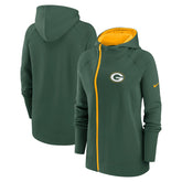 Green Bay Packers Women's Asymmetrical Raglan Full-Zip Hoodie - Green | Nike cheap