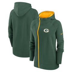 Green Bay Packers Women's Asymmetrical Raglan Full-Zip Hoodie - Green | Nike cheap