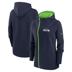 Seattle Seahawks Women's Asymmetrical Raglan Full-Zip Hoodie - College Navy | Nike cheap