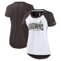 Cleveland Browns Women's Back Slit Lightweight Fashion T-Shirt - White/Heather Scarlet | Nike sale