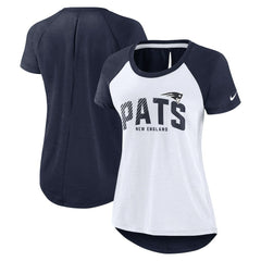 New England Patriots Women's Back Slit Lightweight Fashion T-Shirt - White/Heather Scarlet | Nike on sale