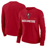 Tampa Bay Buccaneers Women's Modest Crop Performance Long Sleeve T-Shirt - Red | Nike for sale