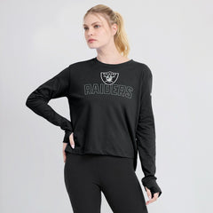 Las Vegas Raiders Women's Modest Crop Performance Long Sleeve T-Shirt - Black | Nike on sale