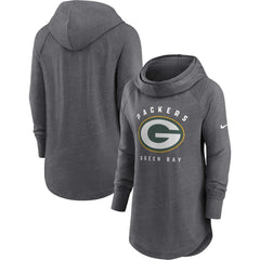Green Bay Packers Women's Raglan Funnel Neck Pullover Hoodie - Heather Charcoal | Nike discount