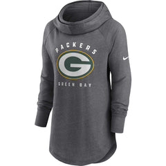 Green Bay Packers Women's Raglan Funnel Neck Pullover Hoodie - Heather Charcoal | Nike discount