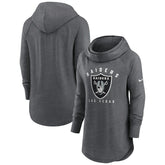 Las Vegas Raiders Women's Raglan Funnel Neck Pullover Hoodie - Heather Charcoal | Nike cheap