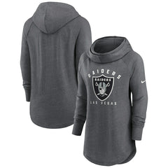 Las Vegas Raiders Women's Raglan Funnel Neck Pullover Hoodie - Heather Charcoal | Nike cheap