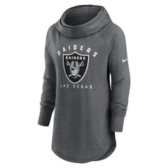 Las Vegas Raiders Women's Raglan Funnel Neck Pullover Hoodie - Heather Charcoal | Nike cheap