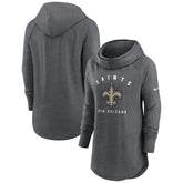 New Orleans Saints Women's Raglan Funnel Neck Pullover Hoodie - Heather Charcoal | Nike outlet