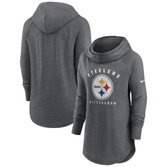 Pittsburgh Steelers Women's Raglan Funnel Neck Pullover Hoodie - Heather Charcoal | Nike on sale