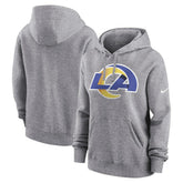 Los Angeles Rams Women's Team Logo Club Fleece Pullover Hoodie - Heather Gray | Nike online