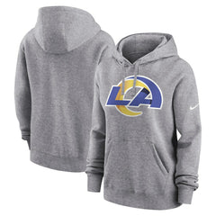 Los Angeles Rams Women's Team Logo Club Fleece Pullover Hoodie - Heather Gray | Nike online