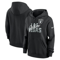 Las Vegas Raiders Women's Wordmark Club Fleece Pullover Hoodie - Black | Nike for sale