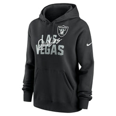 Las Vegas Raiders Women's Wordmark Club Fleece Pullover Hoodie - Black | Nike for sale