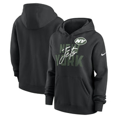 New York Jets Women's Wordmark Club Fleece Pullover Hoodie - Black | Nike online