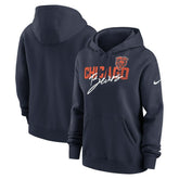 Chicago Bears Women's Wordmark Club Fleece Pullover Hoodie - Navy | Nike for sale