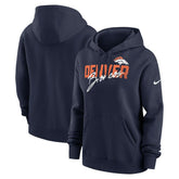 Denver Broncos Women's Wordmark Club Fleece Pullover Hoodie - Navy | Nike cheap