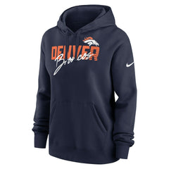 Denver Broncos Women's Wordmark Club Fleece Pullover Hoodie - Navy | Nike cheap