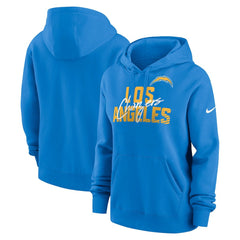 Los Angeles Chargers Women's Wordmark Club Fleece Pullover Hoodie - Powder Blue | Nike on sale