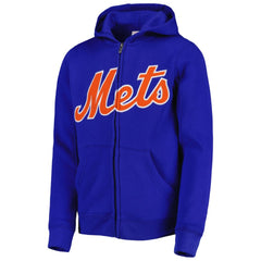 New York Mets Youth Wordmark Full-Zip Fleece Hoodie - Royal