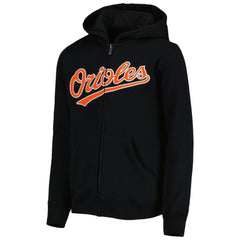 Baltimore Orioles Youth Wordmark Full-Zip Fleece Hoodie - Black