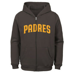 San Diego Padres Youth Wordmark Full-Zip Fleece Hoodie - Brown