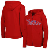 Philadelphia Phillies Youth Wordmark Full-Zip Fleece Hoodie - Red