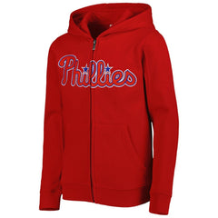 Philadelphia Phillies Youth Wordmark Full-Zip Fleece Hoodie - Red