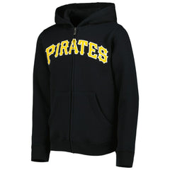 Pittsburgh Pirates Youth Wordmark Full-Zip Fleece Hoodie - Black
