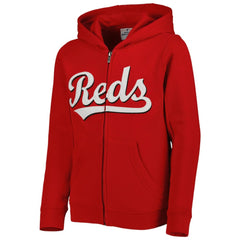 Cincinnati Reds Youth Wordmark Full-Zip Fleece Hoodie - Red
