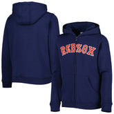 Boston Red Sox Youth Wordmark Full-Zip Fleece Hoodie - Navy