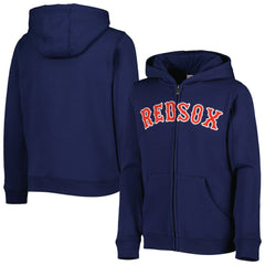 Boston Red Sox Youth Wordmark Full-Zip Fleece Hoodie - Navy