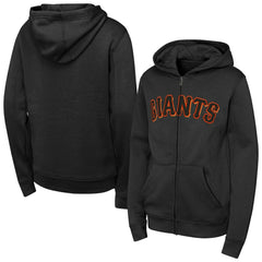 San Francisco Giants Youth Wordmark Full-Zip Fleece Hoodie - Black