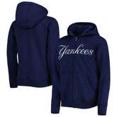 New York Yankees Youth Wordmark Full-Zip Fleece Hoodie - Navy