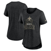 New Orleans Saints Women's Fashion Tri-Blend T-Shirt - Heather Black | Nike discount